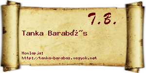 Tanka Barabás névjegykártya